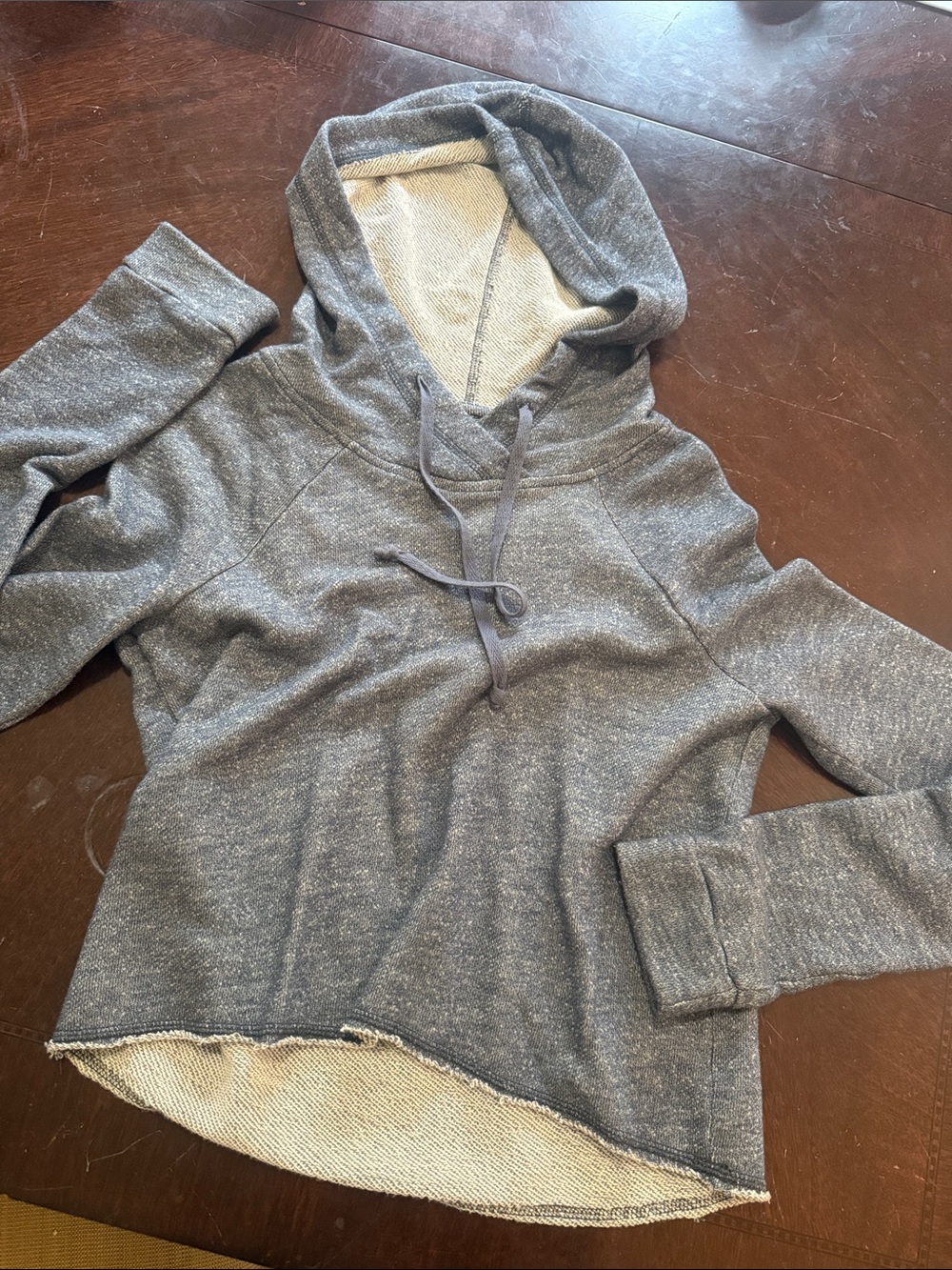 Hollister Gray Heather Hooded Pullover Sweatshirt cropped
